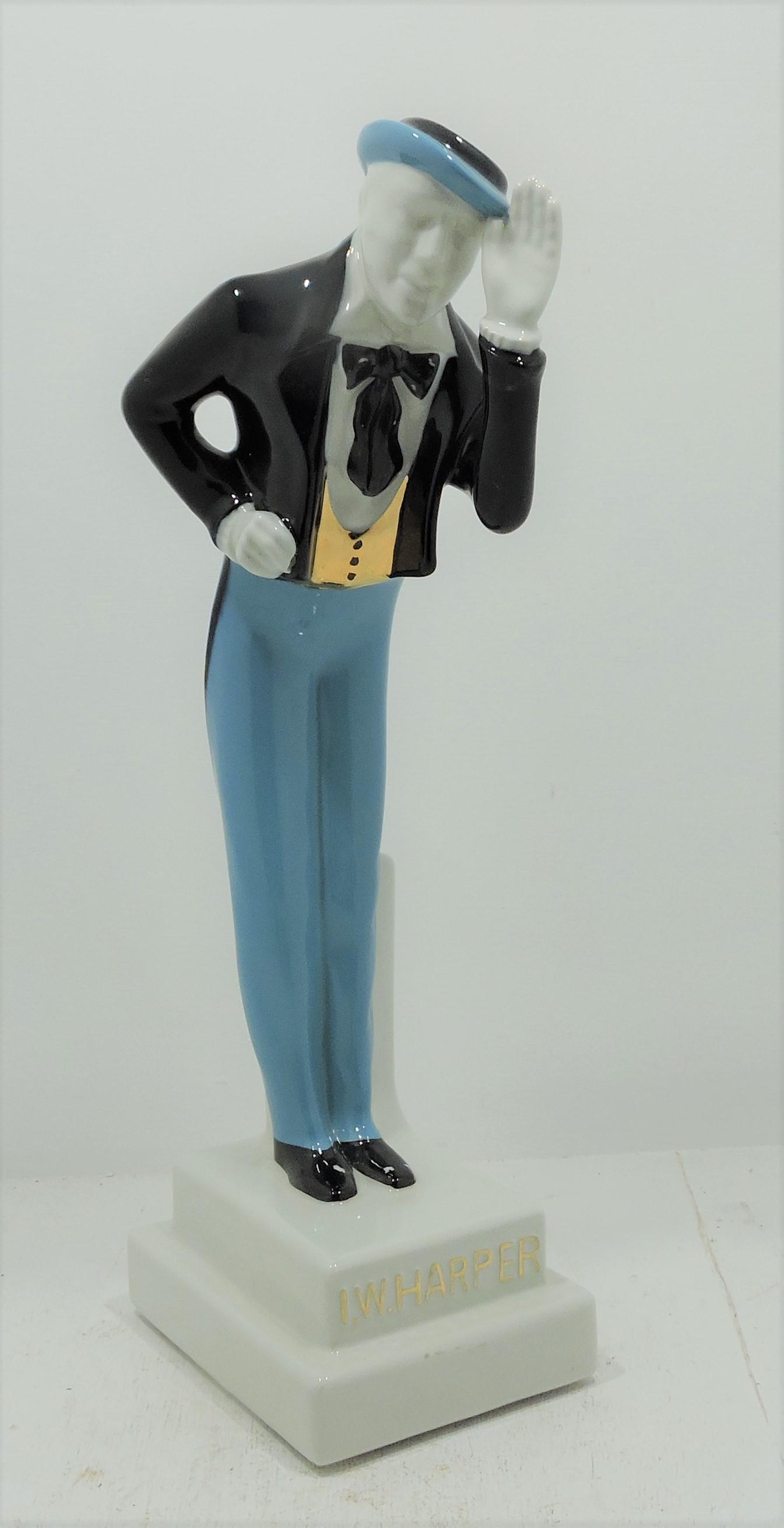 Hall China I.W. Harper figural decanter,: no lid, 16"