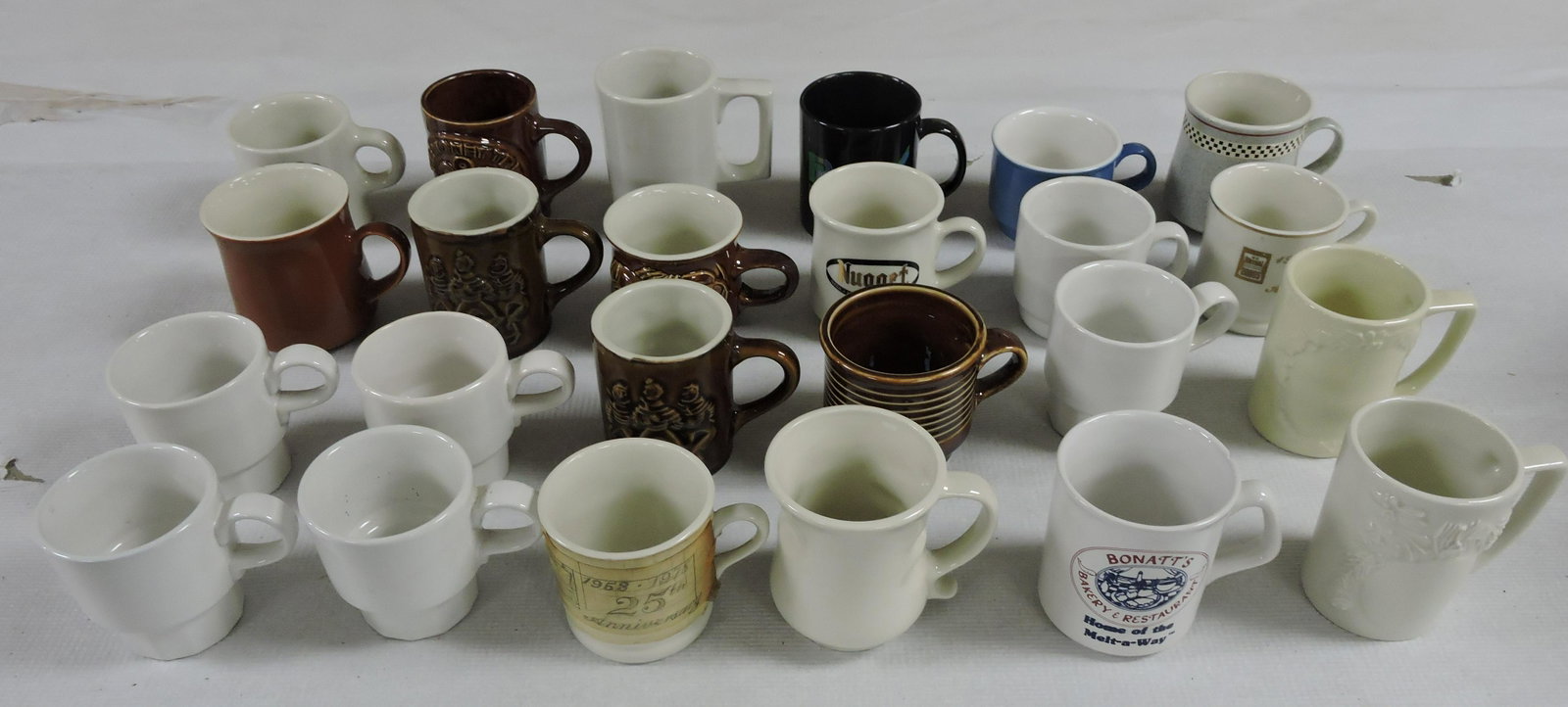 Hall China lot of 24 mugs, some samples: .