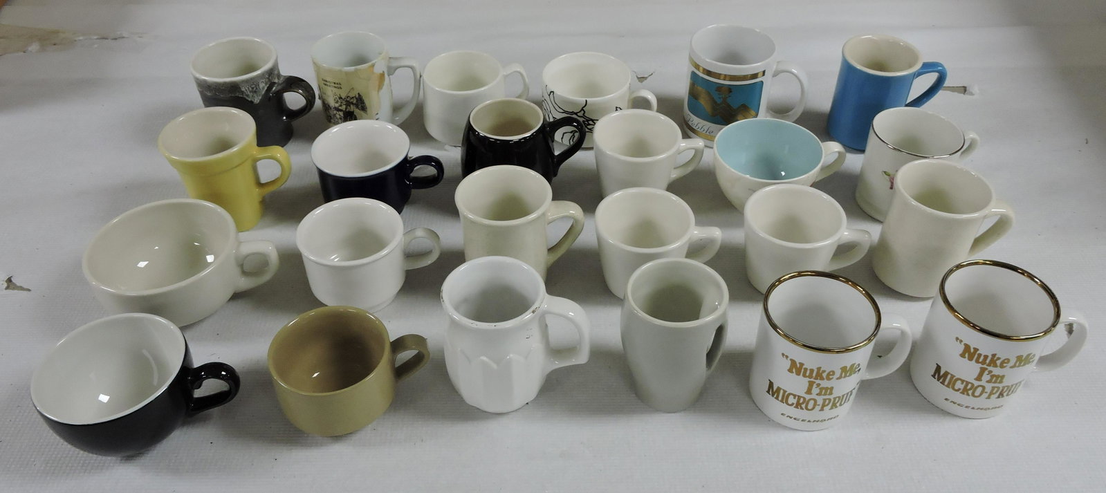 Hall China lot of 24 mugs, some samples: .