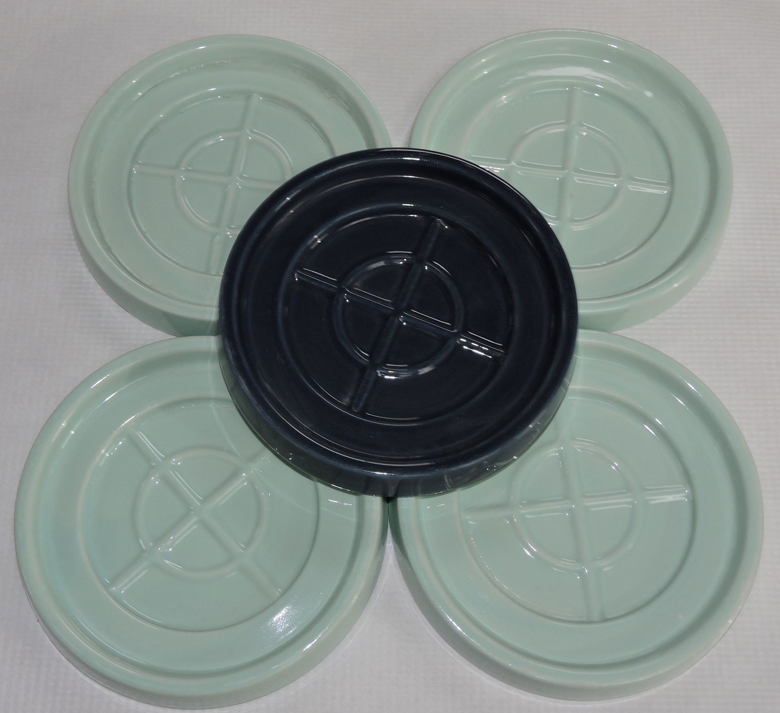 Hall China teapot dispenser drip plates, (1 of 1)