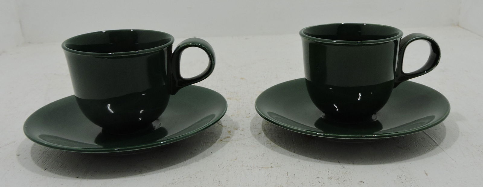 Hall China Eva Zeisel Tomorrow's: Classic lot of 2 AD cups & saucers, samples