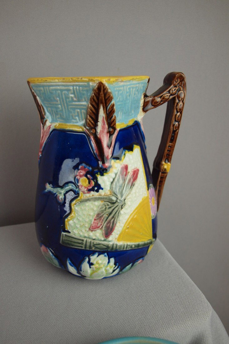 Shorter & Son cobalt dragonfly and fan pitcher, 6