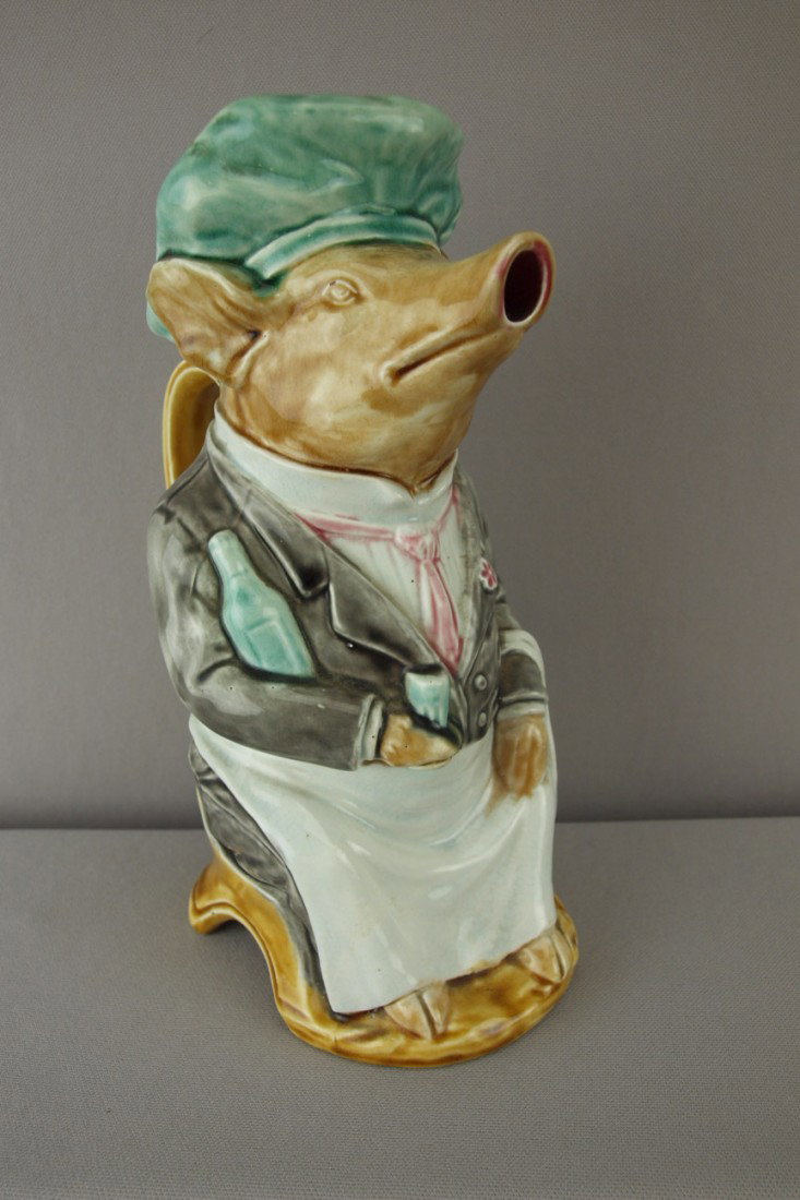 FRIE ONNAING figural pig waiter pitcher, ref: Cun: FRIE ONNAING figural pig waiter pitcher, ref: Cunningham p. 105, 10 1/2"