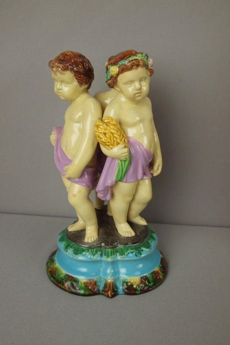 GEORGE JONES figure of three putti, 8 3/4": GEORGE JONES figure of three putti, 8 3/4"