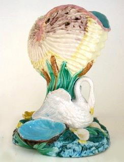 ROYAL WORCESTER rare royal swan and shells posy v: ROYAL WORCESTER rare royal swan and shells posy vase, 8 1/2"