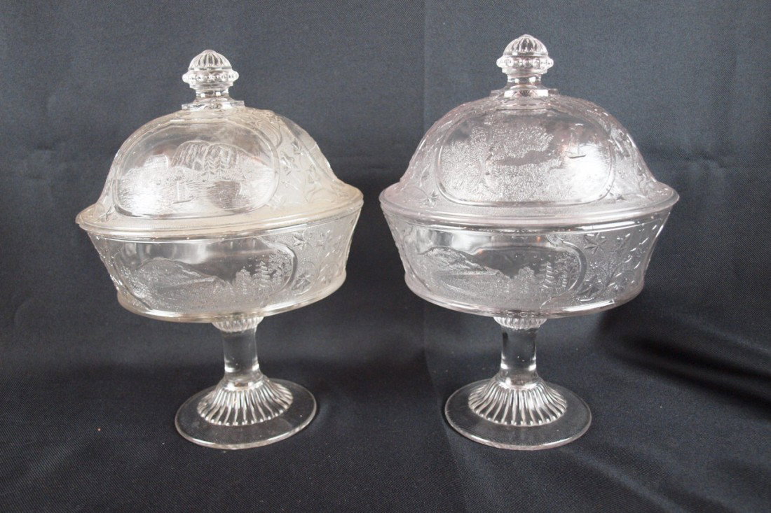 EAPG Canada lot of 2 covered comports, chip to lid o
