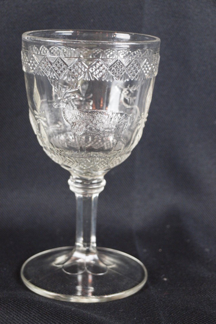 EAPG "Three Deer" goblet, 6 1/4"