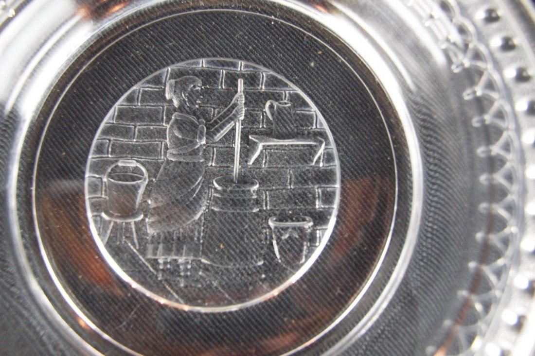 EAPG "Good Luck" covered cheese dish with lady and  - 2