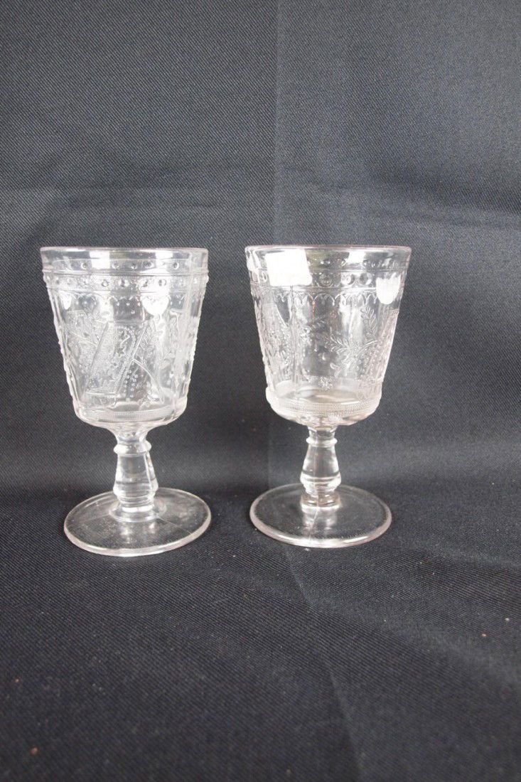 EAPG "Good Luck" lot of 2 goblets, 6": EAPG "Good Luck" lot of 2 goblets, 6"