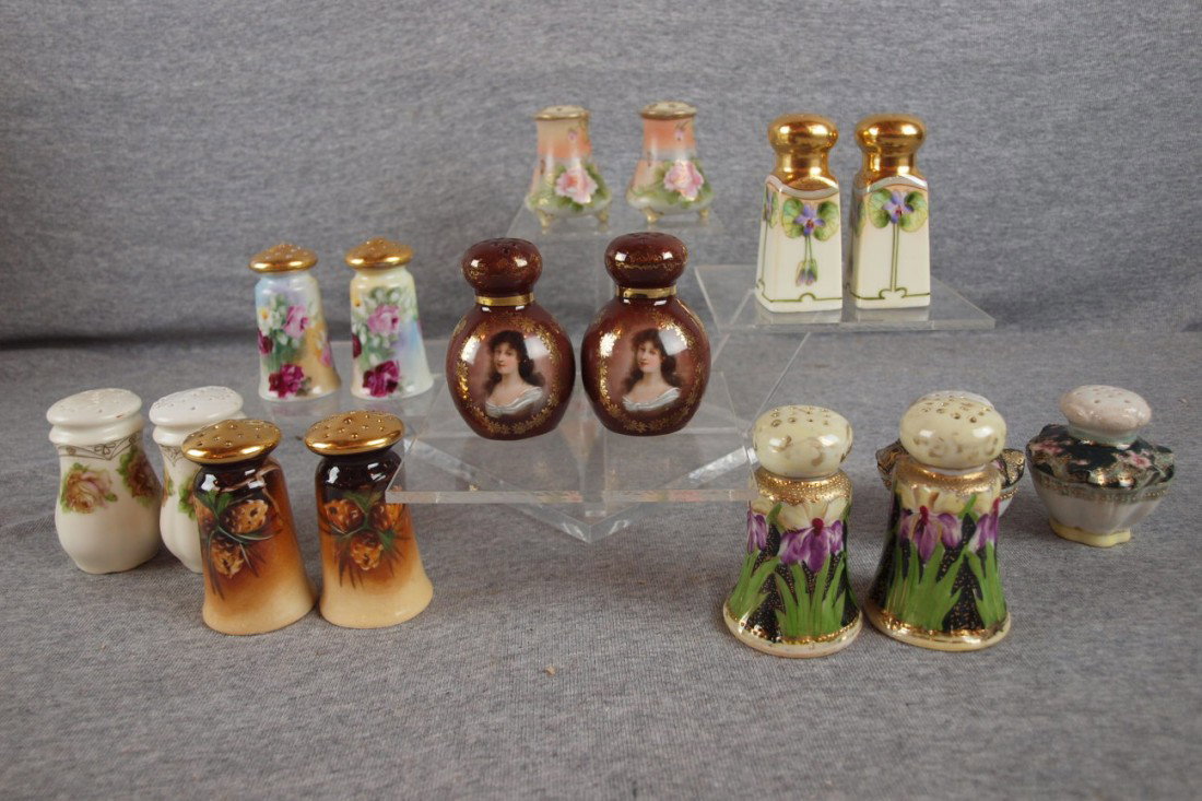 Lot of 8 pair of china salt and pepper shakers, rep