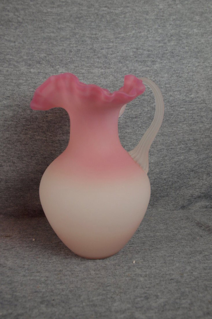Mt. Washington pink satin glass water pitcher, 8 3