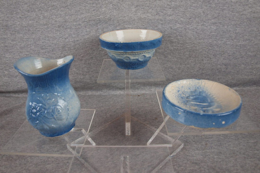 Blue and white stoneware lot of 3 pieces - Wedding