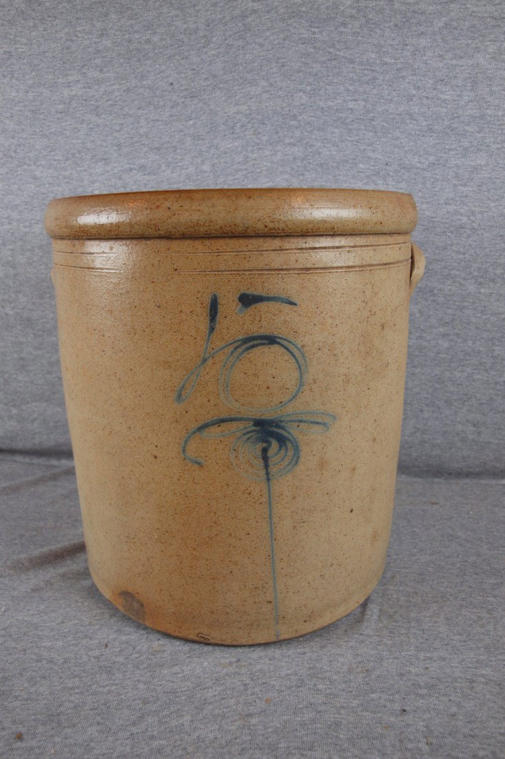 Salt glaze 5 gallon crock with bee sting mark