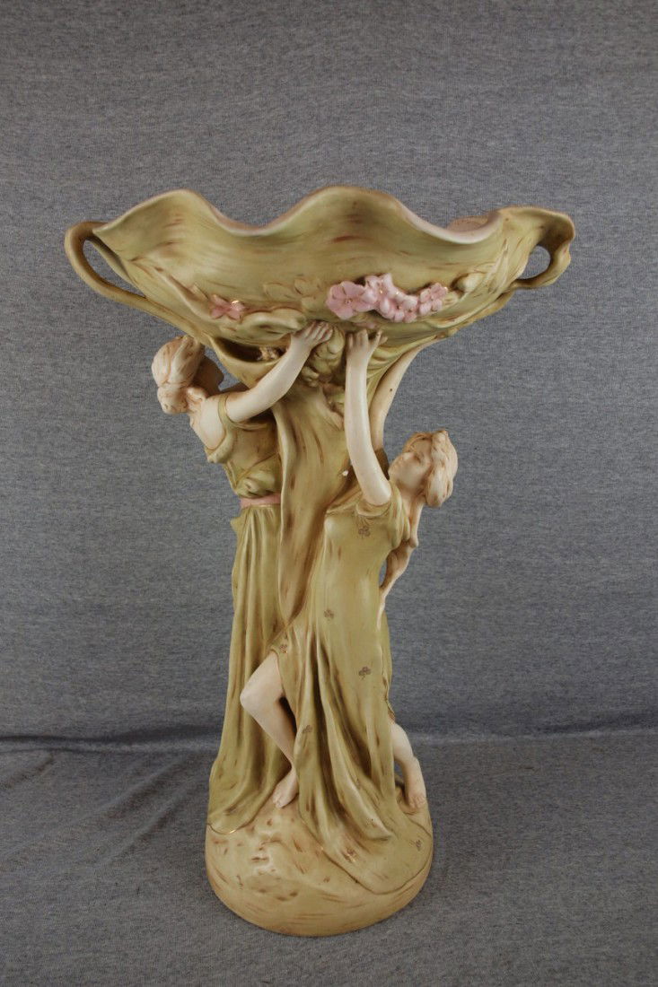 Amphora type Art Noveau lady comport, 24": Amphora type Art Noveau lady comport, 24"