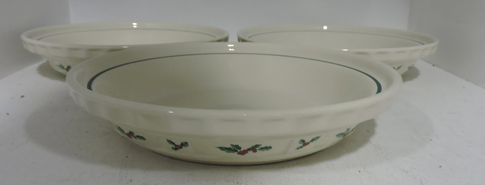 Hall China Longaberger Holly & Berry lot of 3: pie bakers
