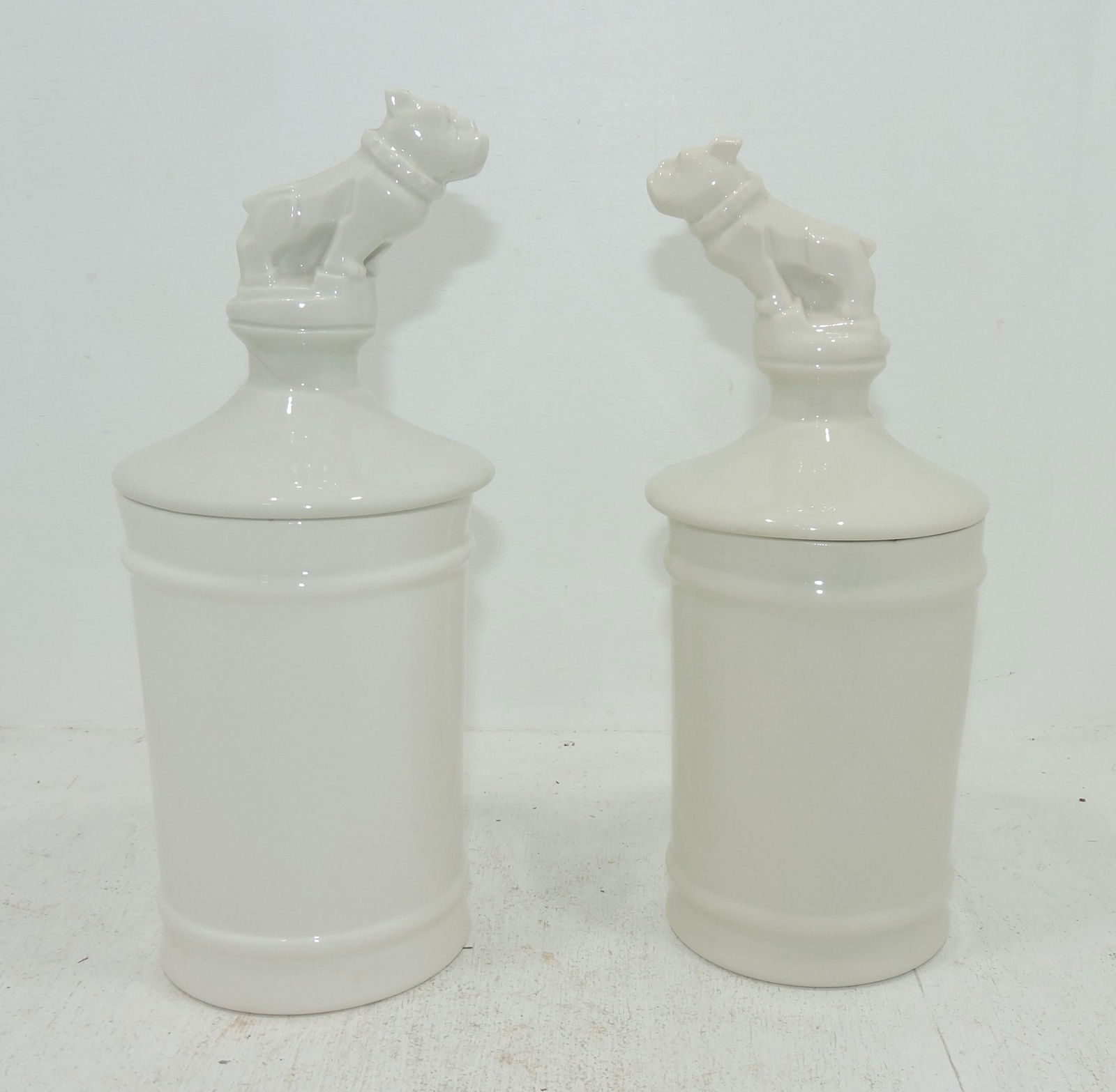 Hall China lot of 2 covered jars with dog (1 of 1)