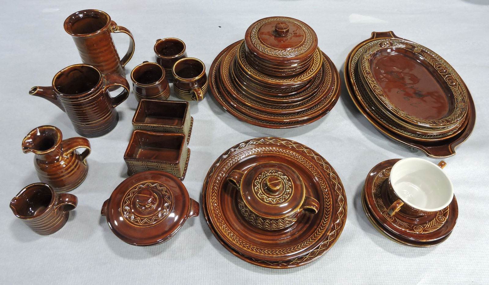 Hall China lot of 31 pcs of brown dinnerware, (1 of 1)