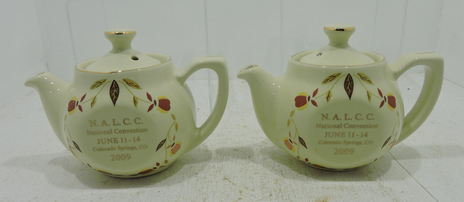 Hall China Autumn Leaf lot of 2 teapots,: 2009 NALCC