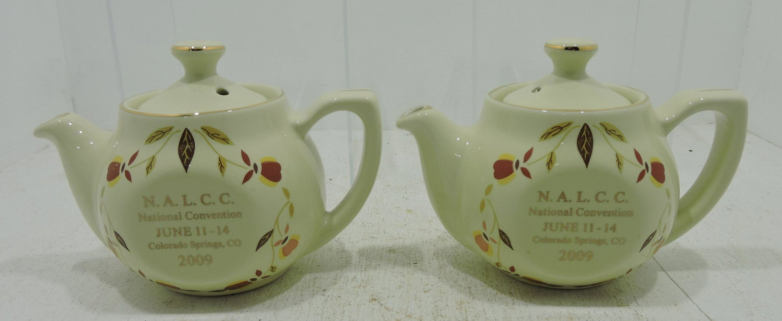 Hall China Autumn Leaf lot of 2 teapots,: 2009 NALCC