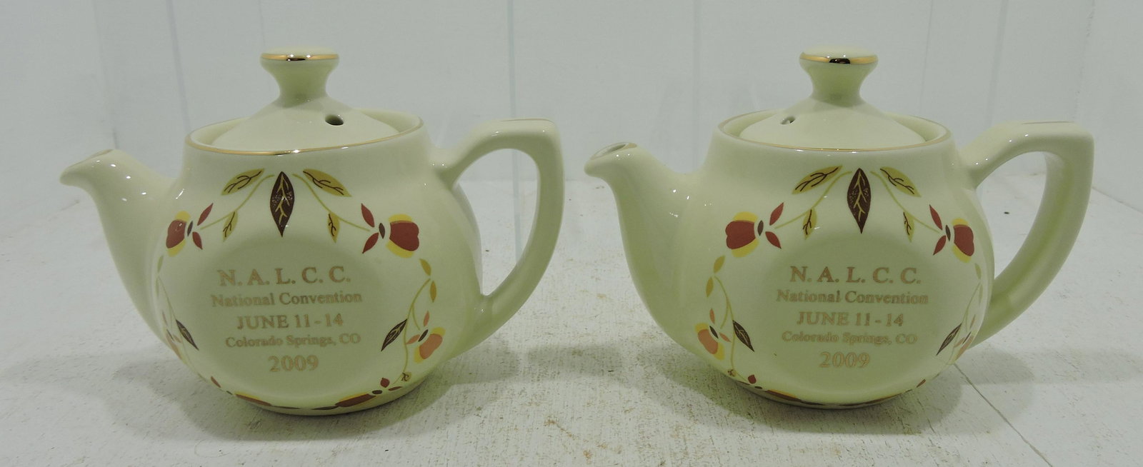 Hall China Autumn Leaf lot of 2 teapots,: 2009 NALCC