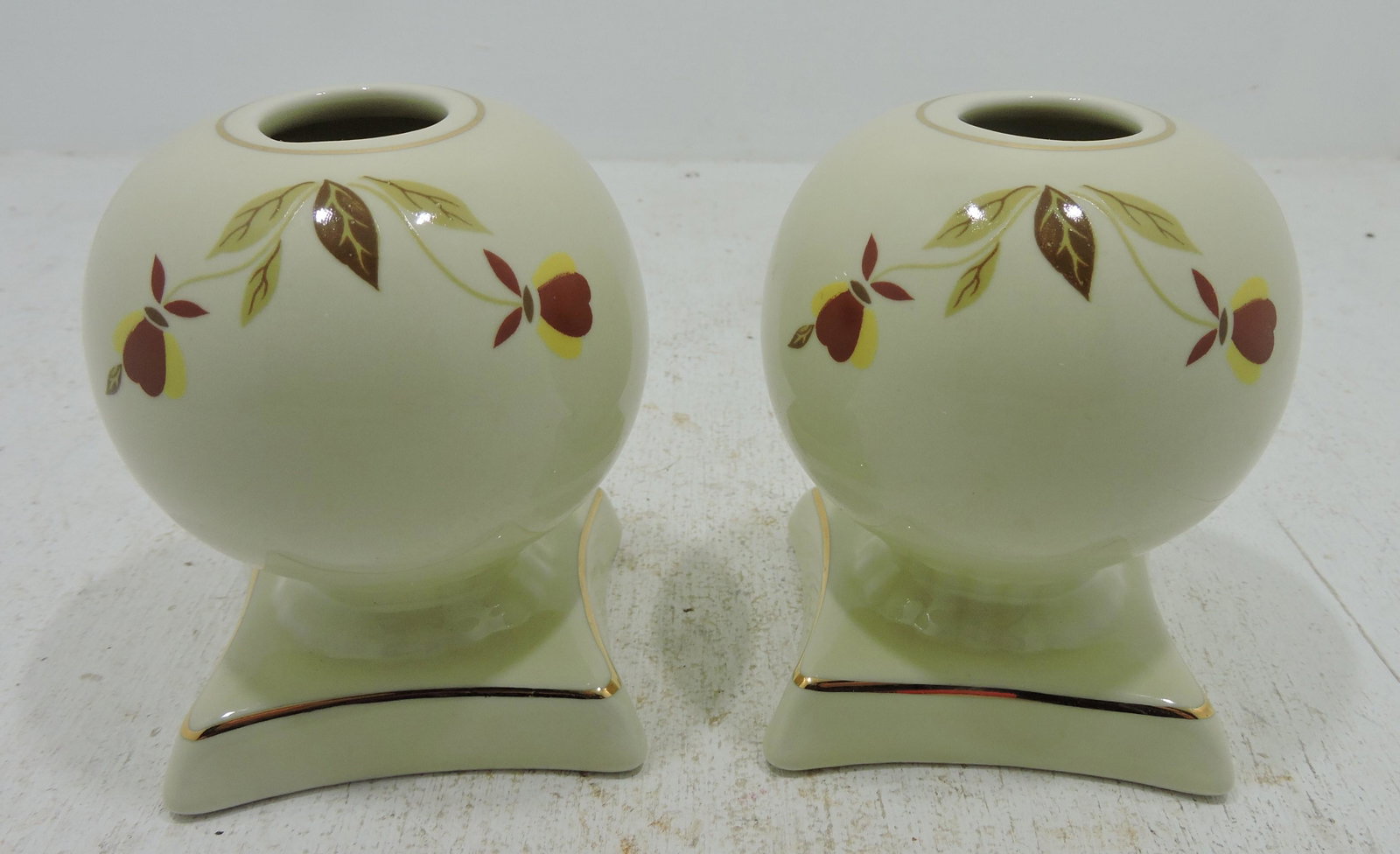 Hall China Autumn Leaf pair of bulb candle: holders