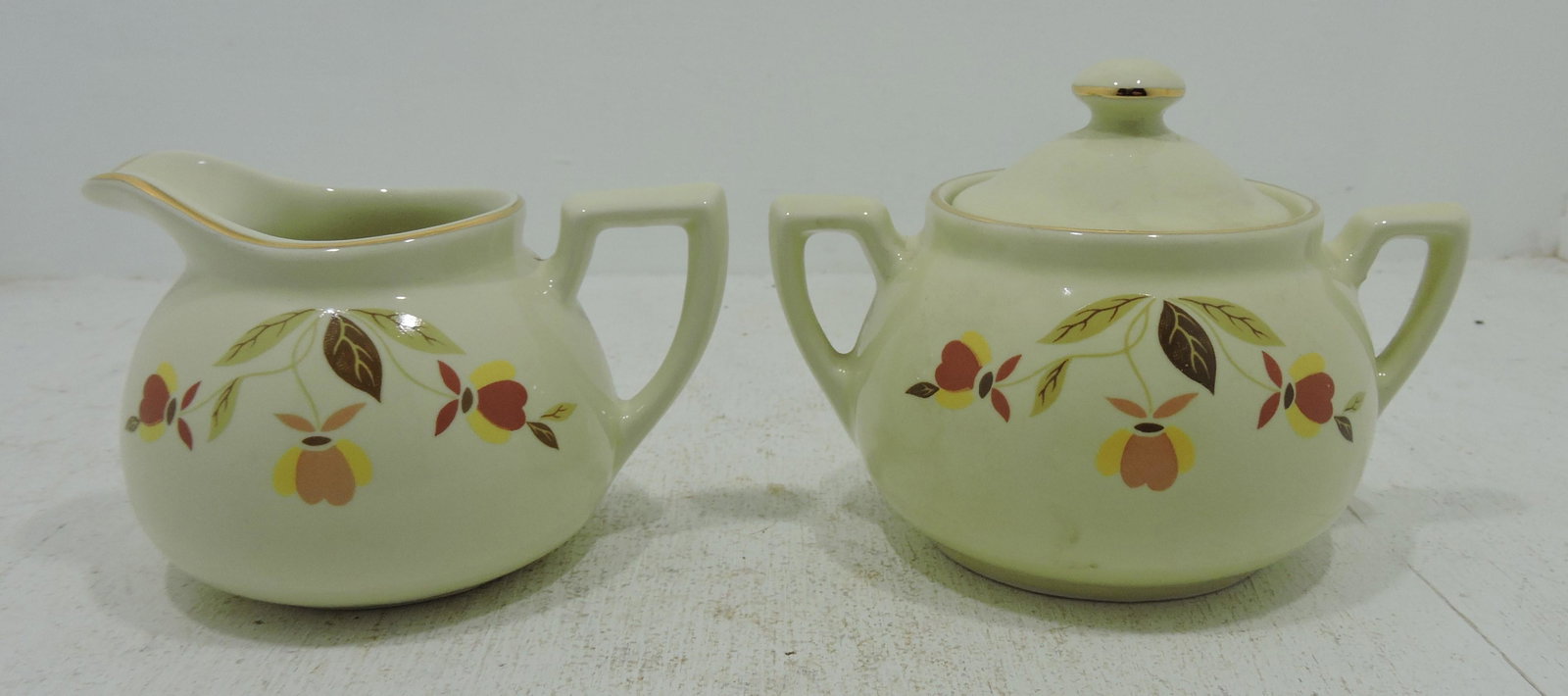 Hall China Autumn Leaf cream & sugar, 1996: China Specialties