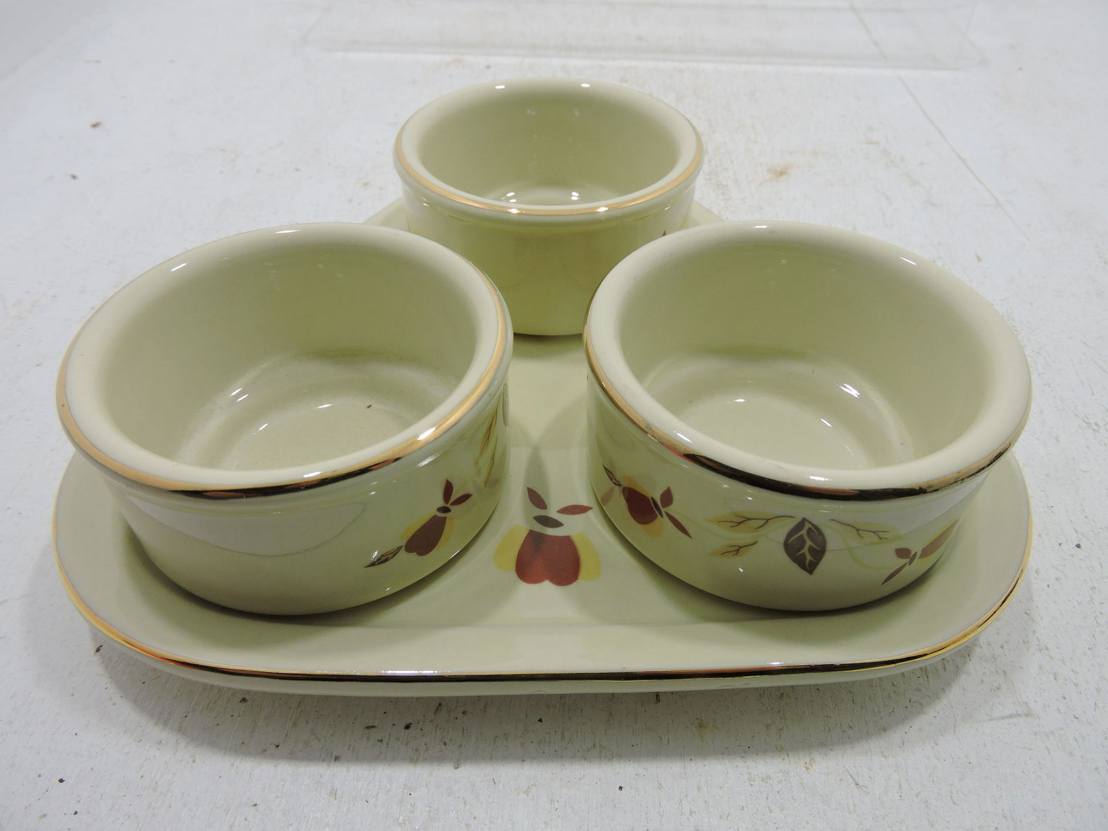 Hall China Autumn Leaf 4 pc condiment set, (1 of 1)