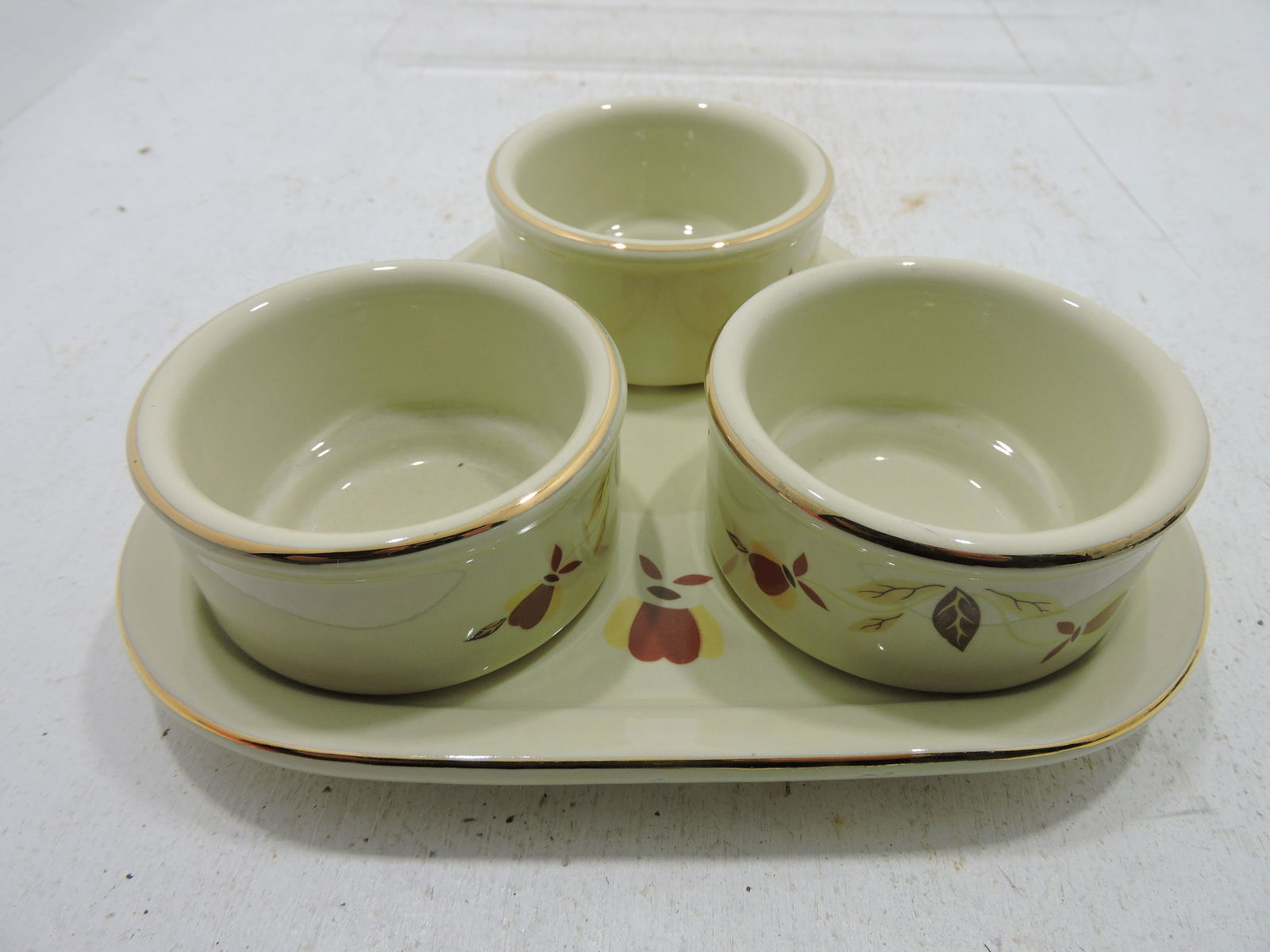 Hall China Autumn Leaf 4 pc condiment set, (1 of 1)