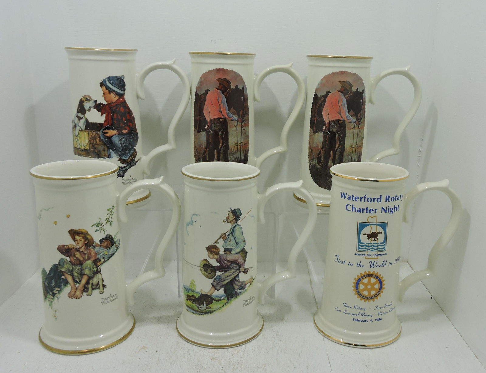 Hall China Gorham lot of 6 mugs: .