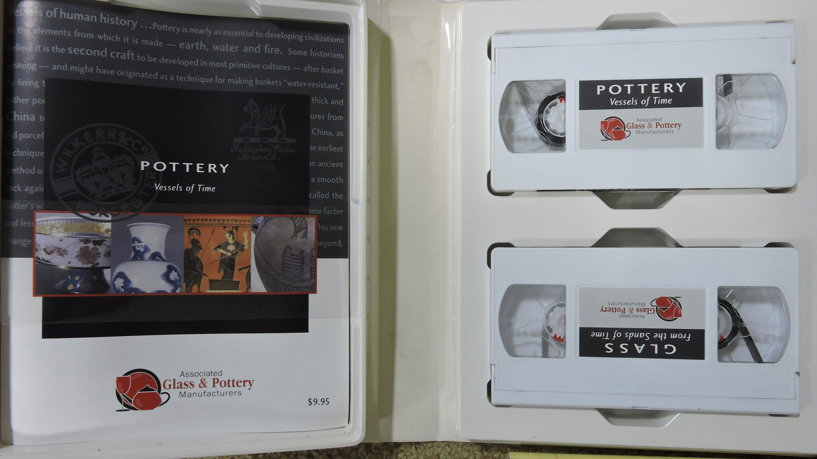 Case of 13 'Pottery Vessels of Time' history: book and 2 VCR tapes
