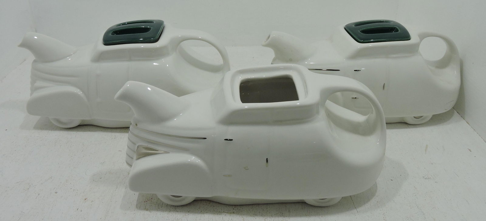 Hall China lot of 3 automobile teapots, 2 (1 of 1)
