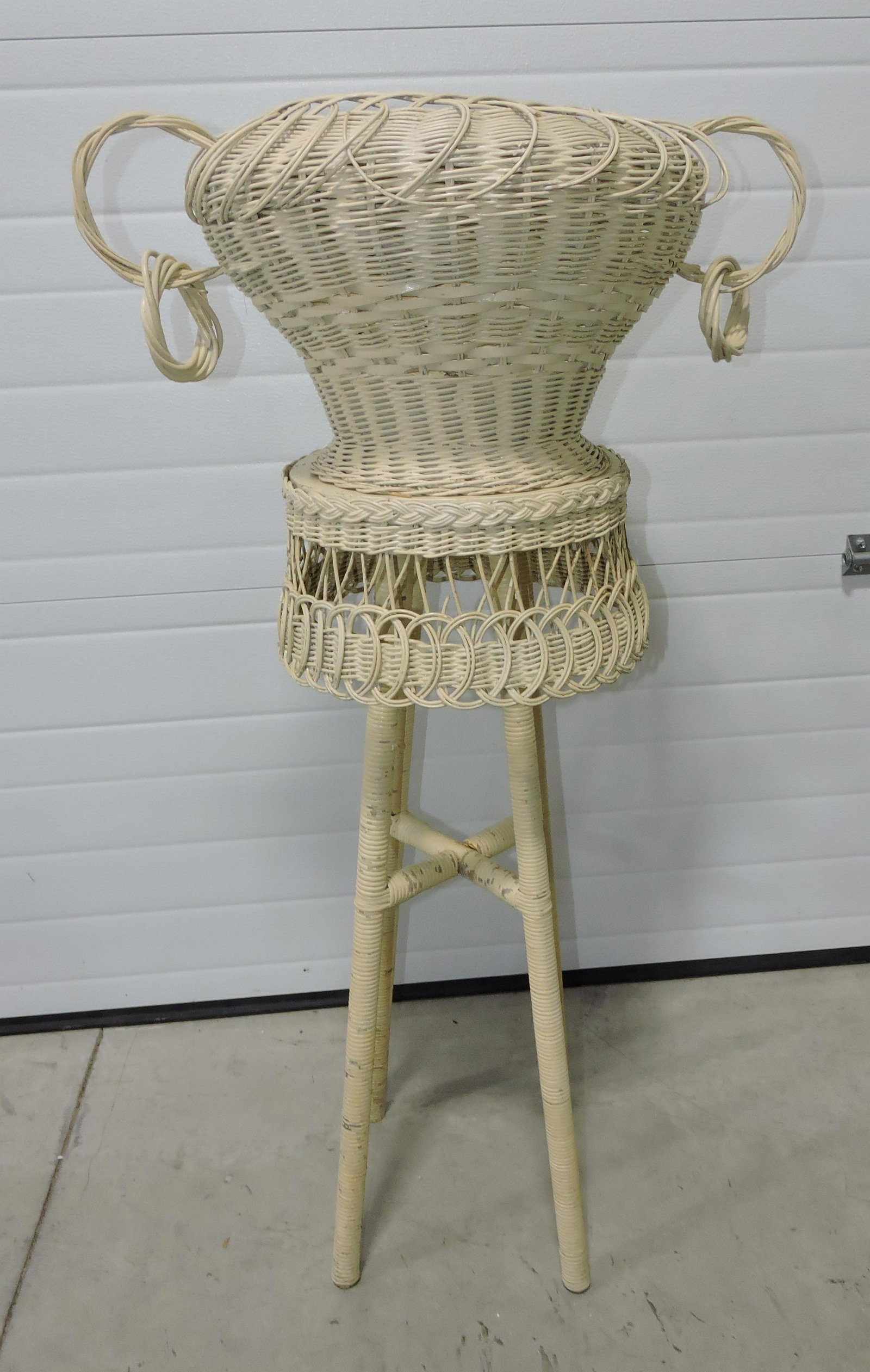 Wicker fernery and stand, 48"h, 23"w: .