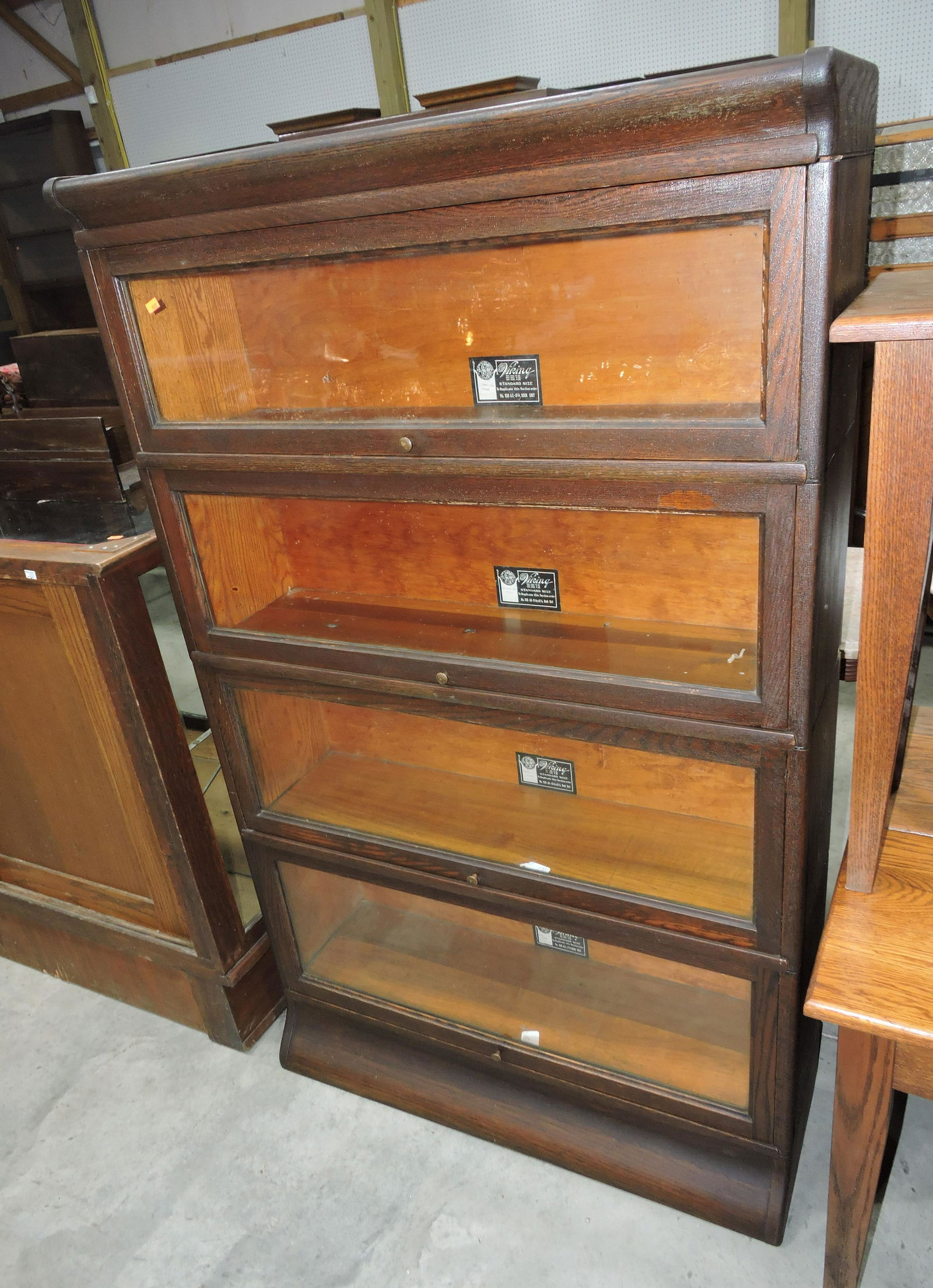 Viking oak 4 section lawyers bookcase, (1 of 1)