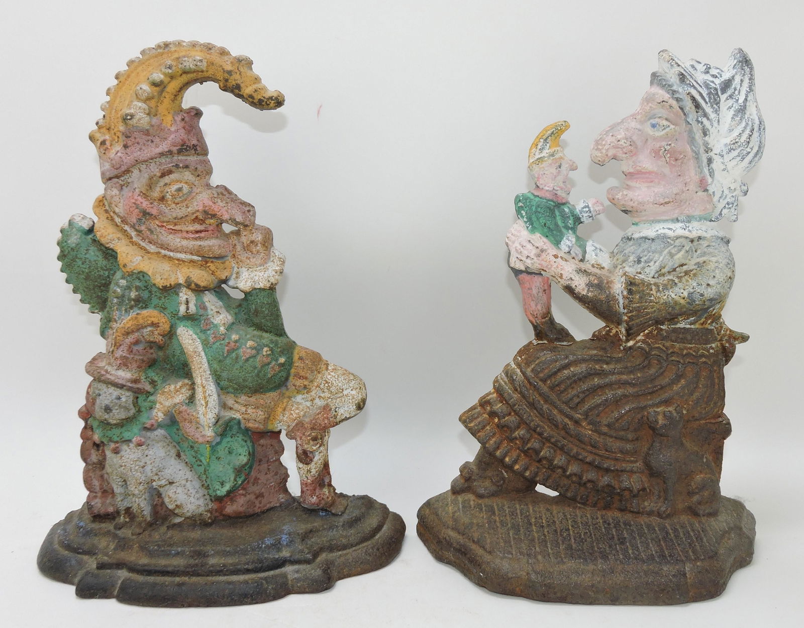 Cast iron Punch and Judy pair of: door stops, age unknown; Flower Family Collection