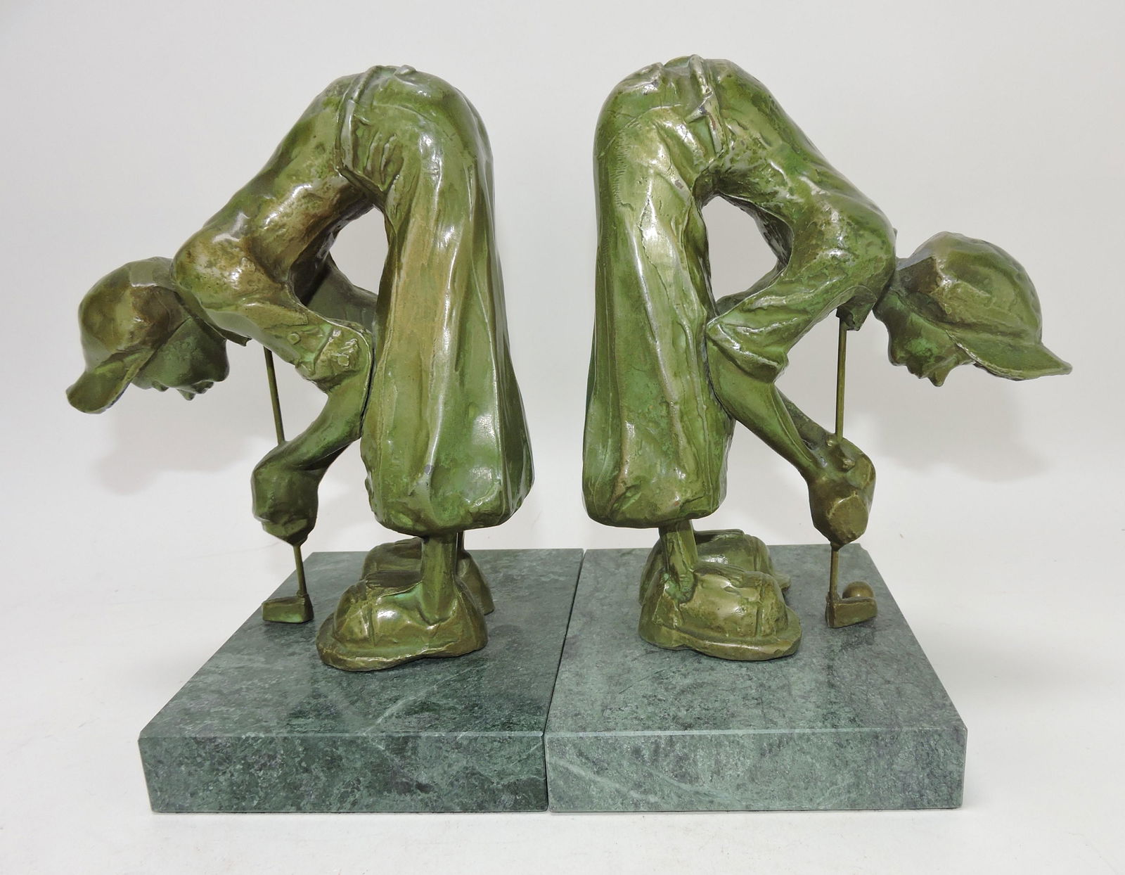 Frankart pair of bronze golfer bookends (1 of 1)