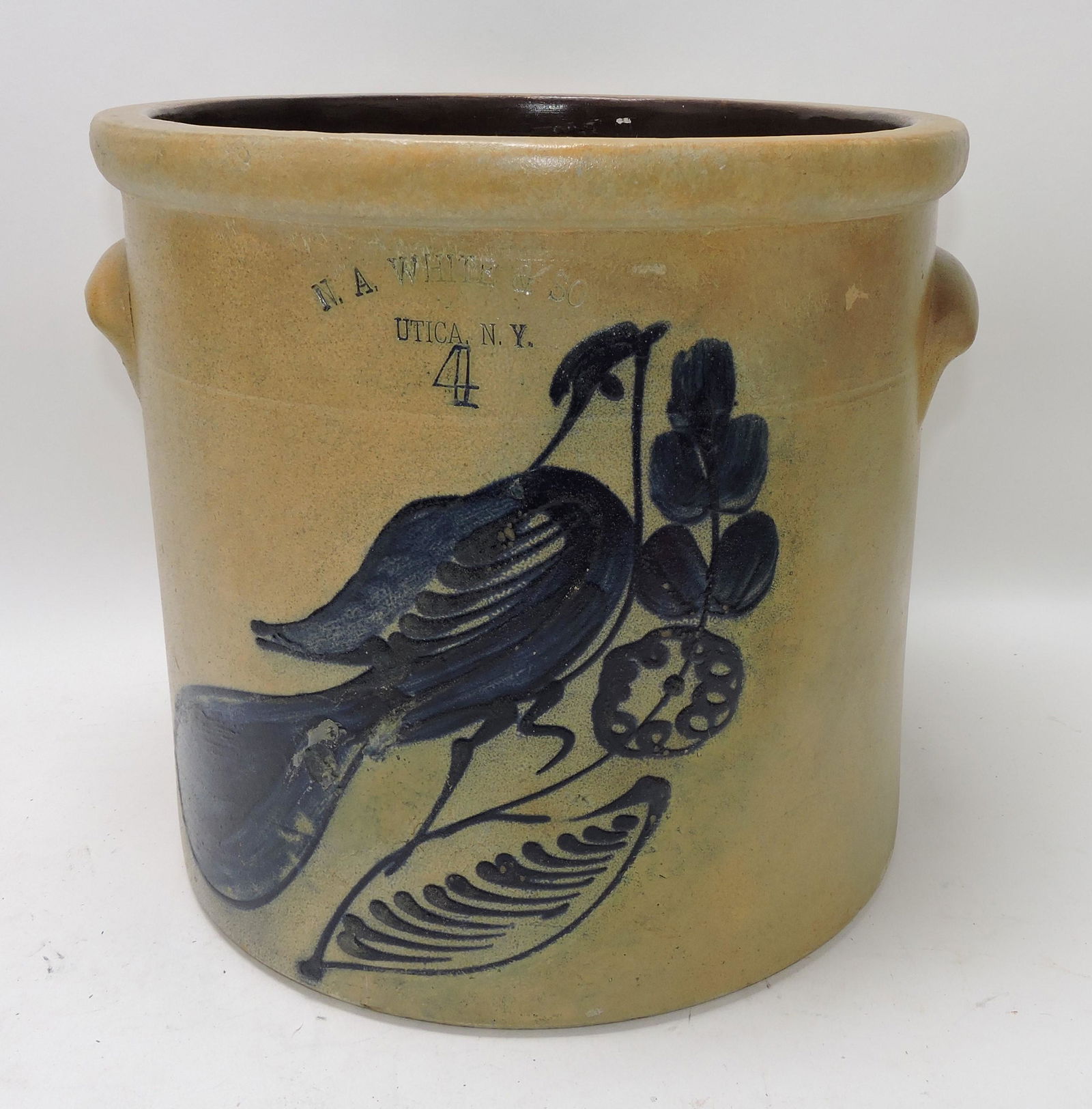 Salt glaze 4 gallon stoneware crock (1 of 6)