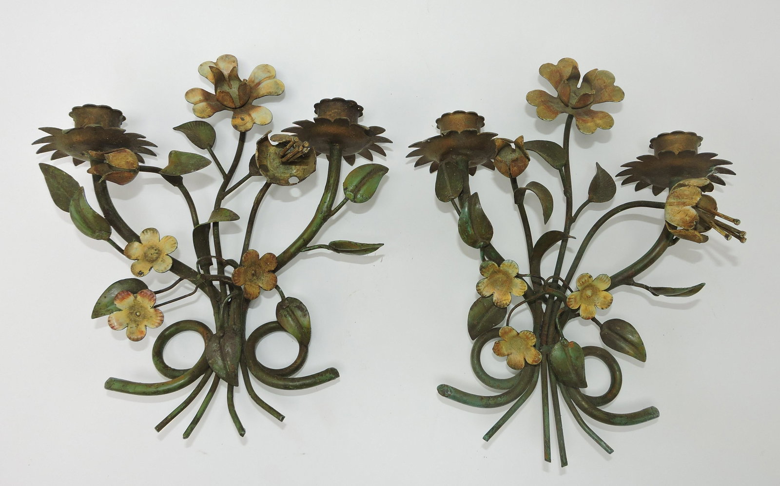 MCM wrought iron wall candle sconces (1 of 1)