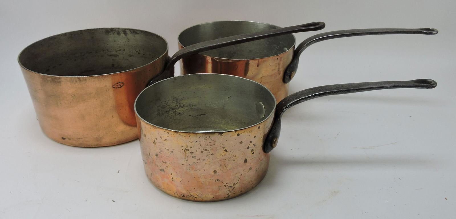 Early American copper lot of 3 pans, (1 of 2)