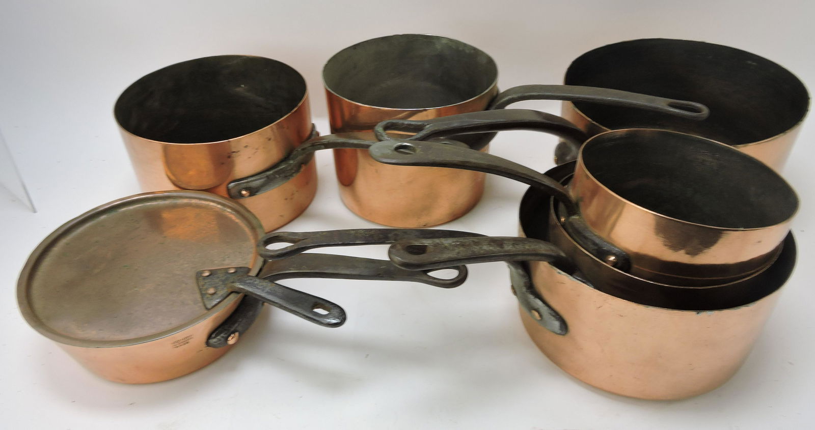 Early American copper lot of 7 pans, (1 of 1)