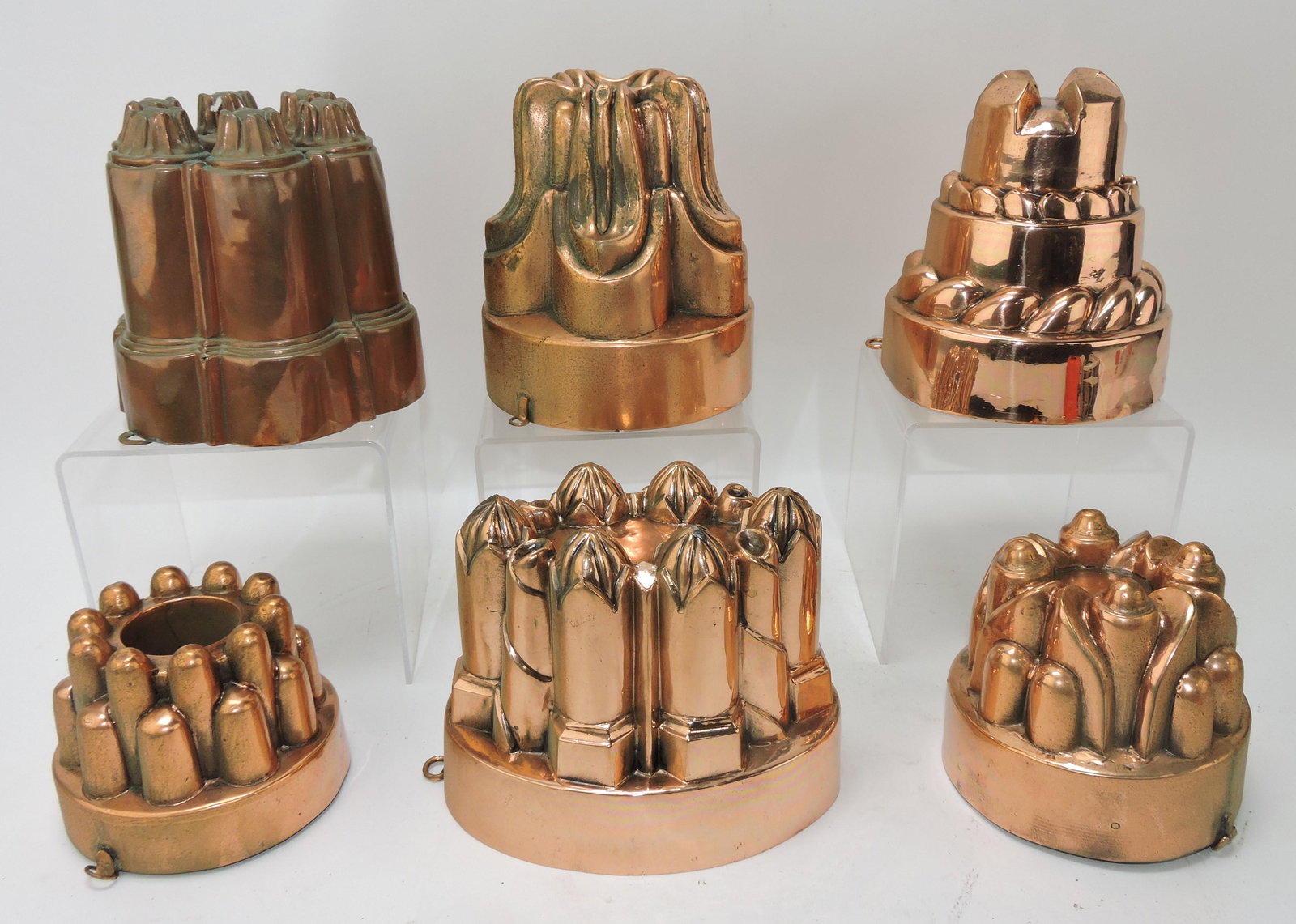 Lot of 6 copper food molds, 3 1/2 to 6" (1 of 1)