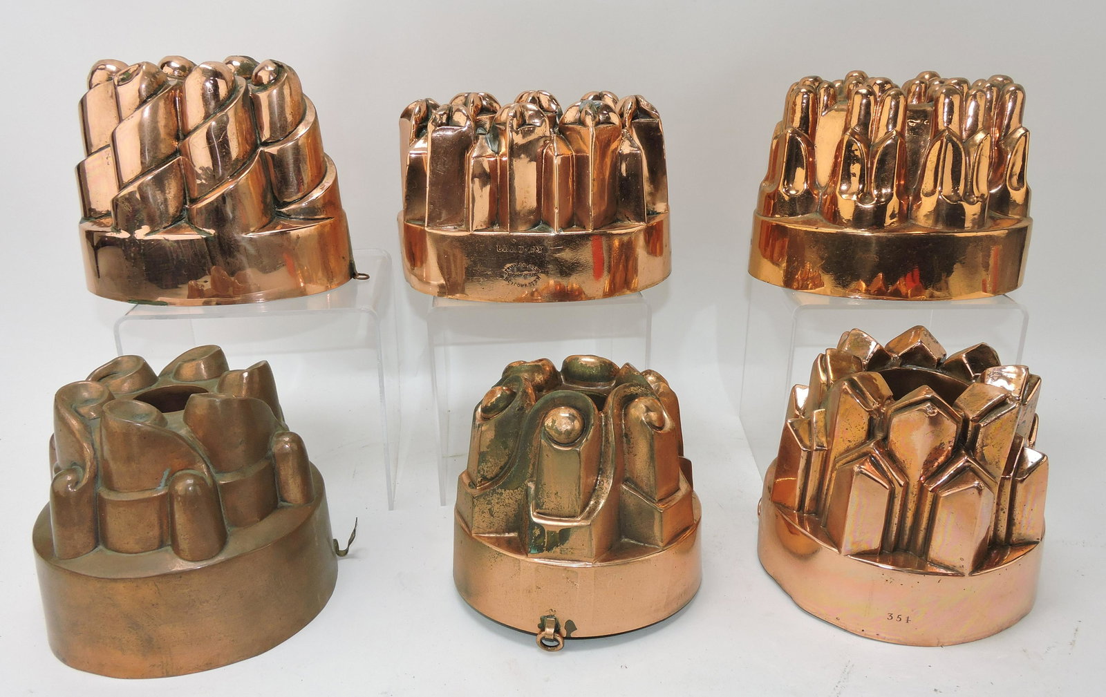 Lot of 6 copper food molds, 5" (1 of 1)