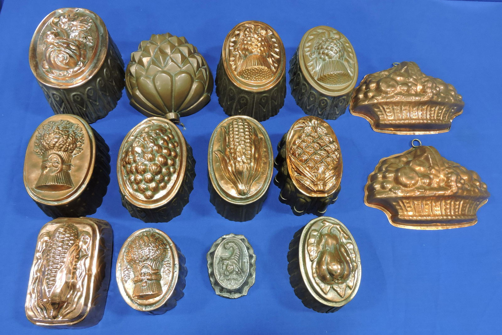 Lot of 14 copper food molds with (1 of 1)