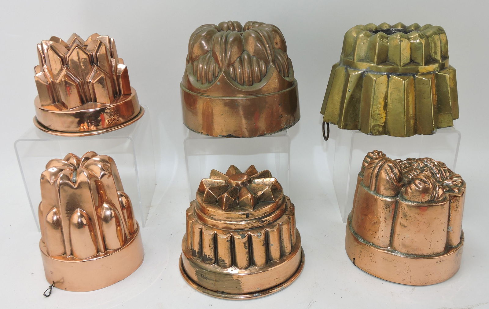 Lot of 6 copper food molds (1 of 1)
