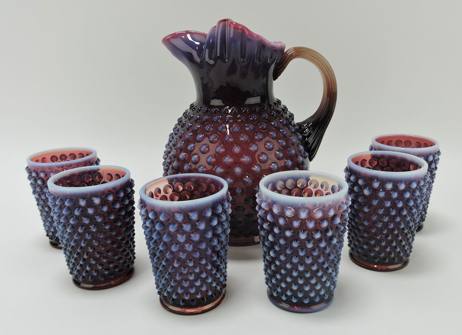 Fenton plum opalescent hobnail pitcher (1 of 1)