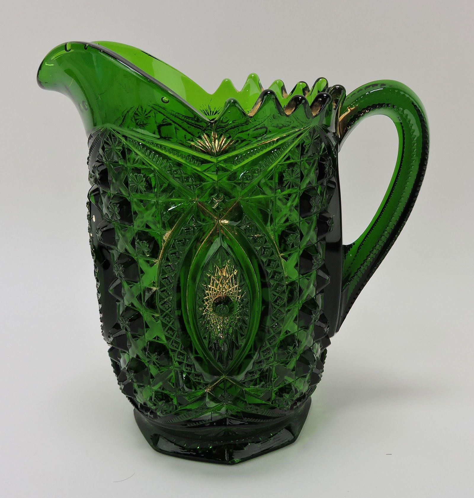 EAPG emerald green pitcher, 8 1/2" (1 of 1)