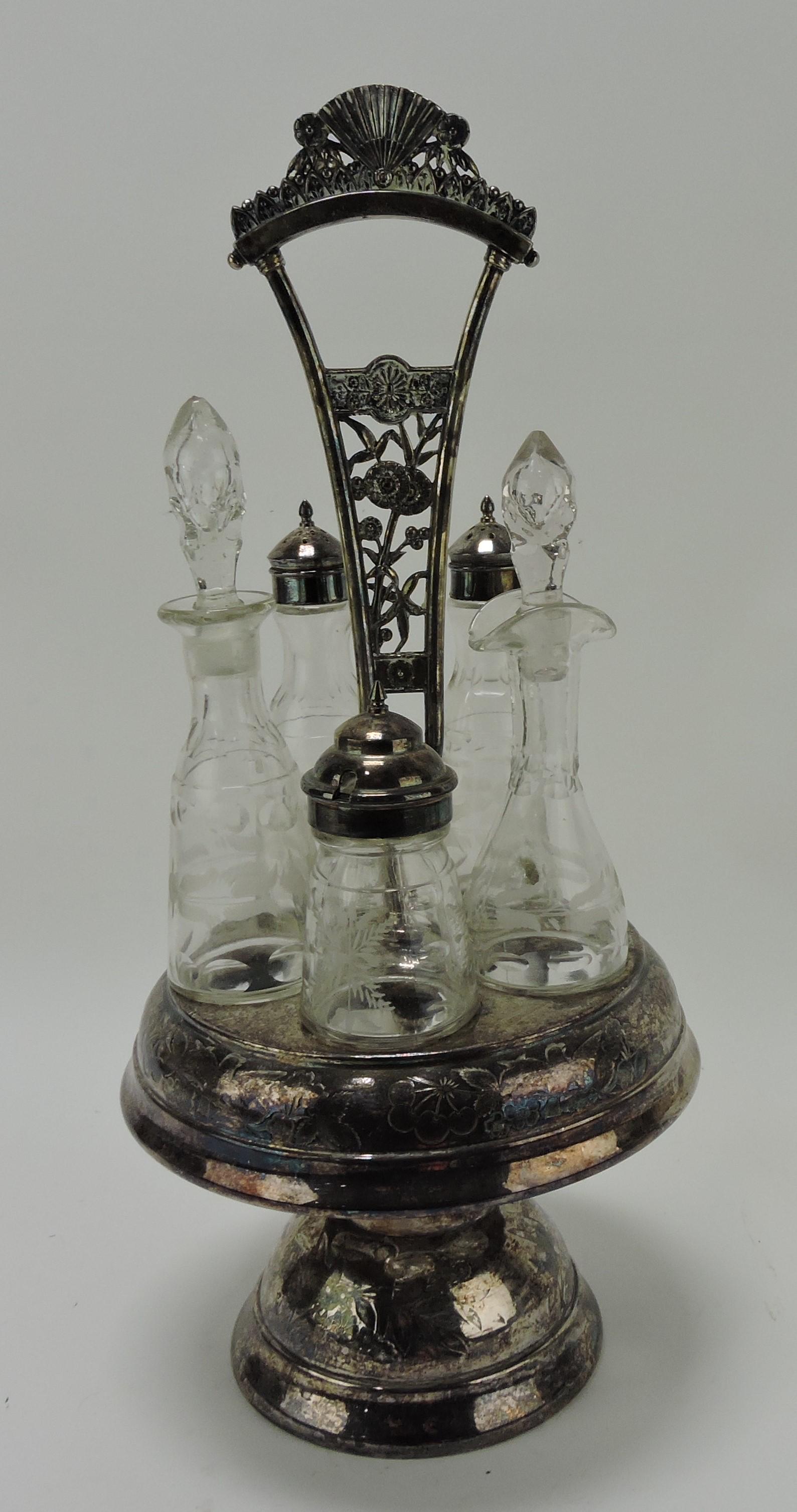 Castor bottle set with call bell holder, (1 of 1)