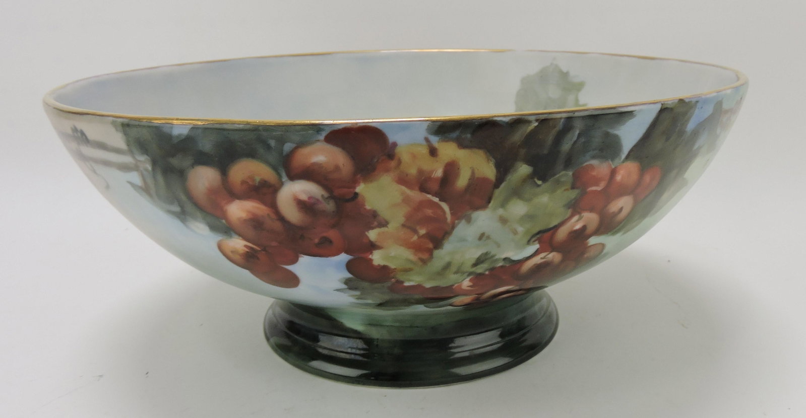 T & V Limoges hand painted punch: bowl, 12 1/2"d, 5 1/2"h