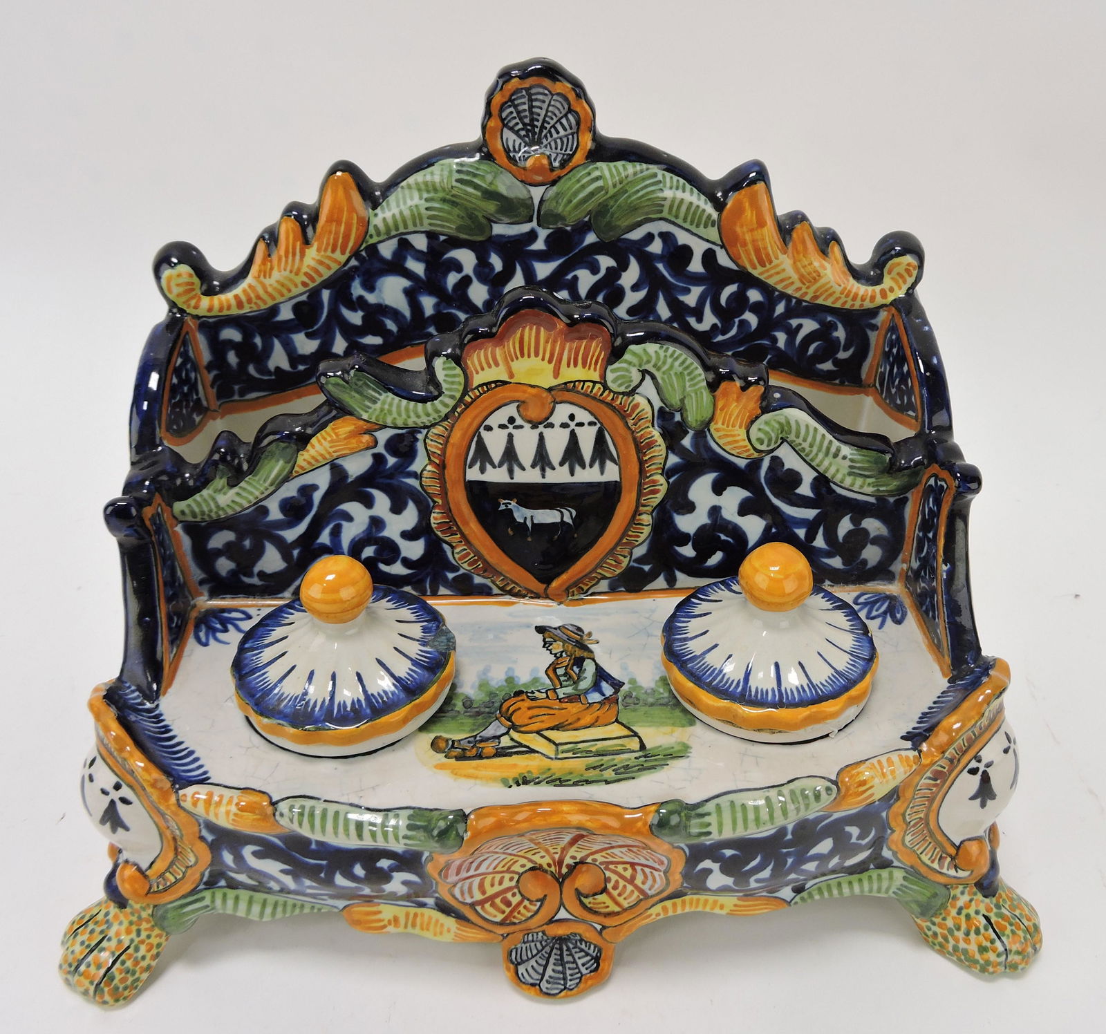Quimper Faience double inkwell/ (1 of 1)
