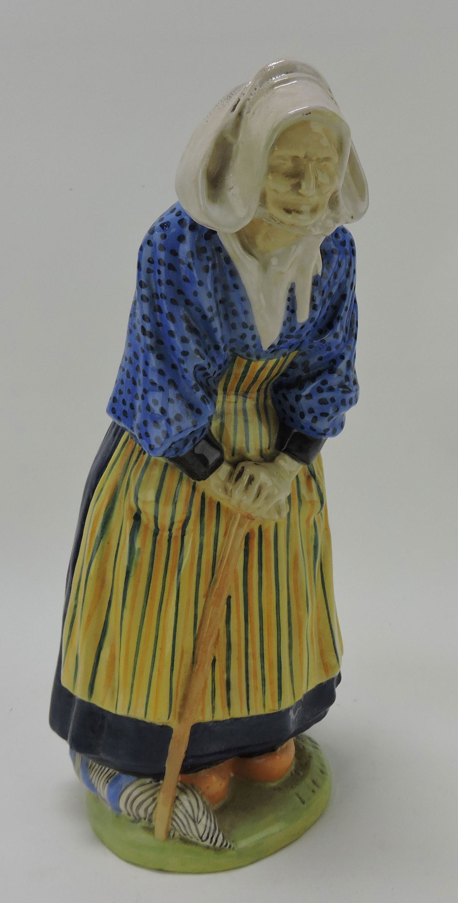 Quimper figure of old lady with cane, (1 of 1)