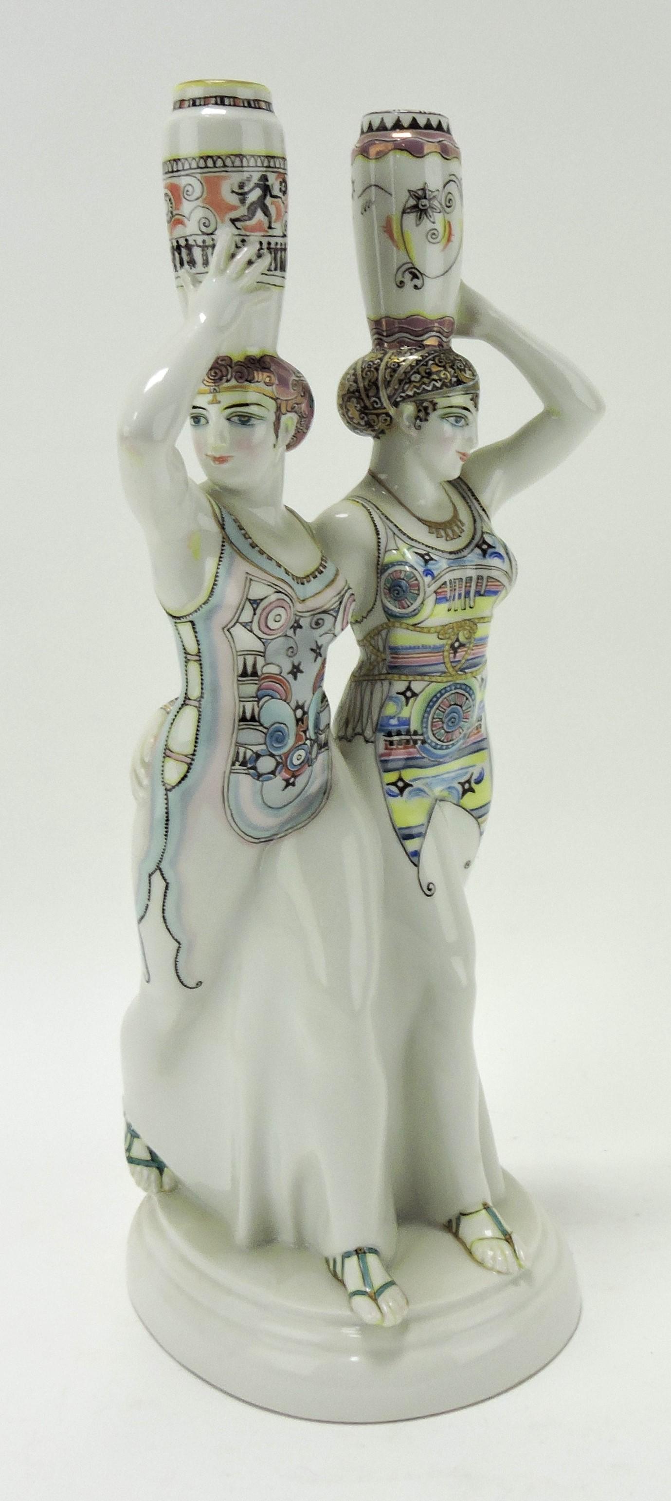 KPM porcelain figure of 2 ladies, 14" (1 of 3)
